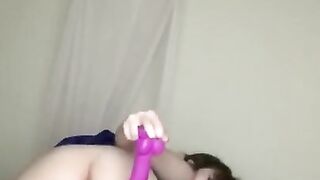 Teenage Cheerleader Doggy Style Dildo Play
