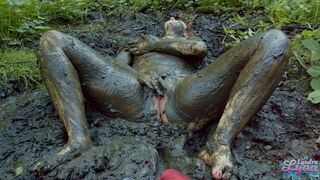 Red Riding hood masturbates in forest mud