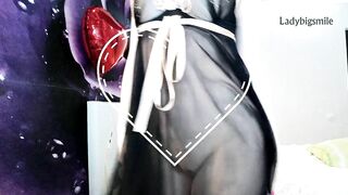 Redread milf show pussy in transparent dress