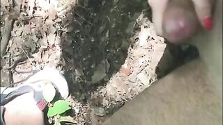 Stroking fat cock