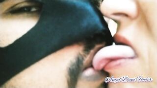 Close Up Deep Tongue Kissing Couple.