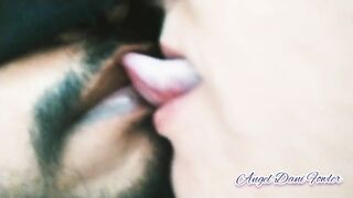Close Up Deep Tongue Kissing Couple.