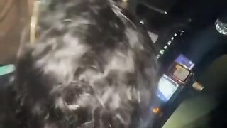 Cute Ebony gives me head in the car