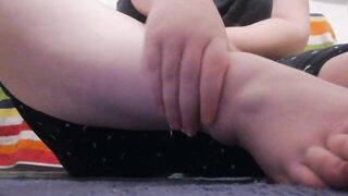 Irish BBW Cutie Putting Lotion On Legs and Feet