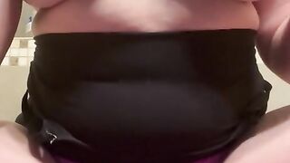 Rubbing my clit in pink lace panties