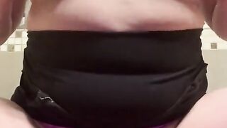 Rubbing my clit in pink lace panties