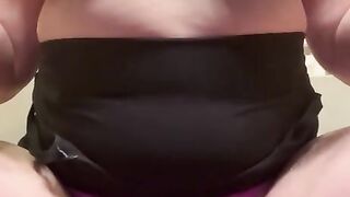 Rubbing my clit in pink lace panties