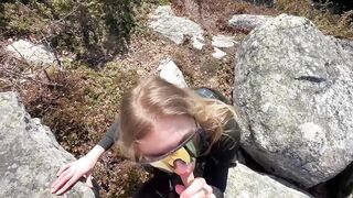 Fast blowjob in the wild nature