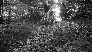 TRAIN MY SLUT TO BE GOOD ON DOG LEASH TOTALLY NAKED IN THE WOODS