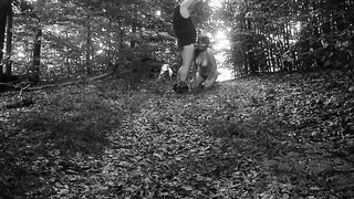 TRAIN MY SLUT TO BE GOOD ON DOG LEASH TOTALLY NAKED IN THE WOODS