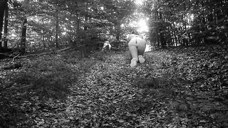 TRAIN MY SLUT TO BE GOOD ON DOG LEASH TOTALLY NAKED IN THE WOODS
