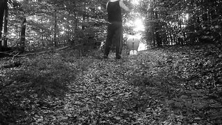TRAIN MY SLUT TO BE GOOD ON DOG LEASH TOTALLY NAKED IN THE WOODS