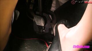 Nyllady's Revving in Black Ballet Flats and Nude Sheer Pantyhose