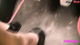 Nyllady's Revving in Black Ballet Flats and Nude Sheer Pantyhose