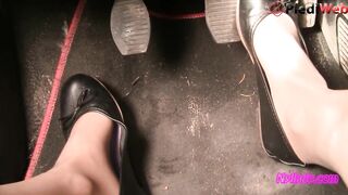 Nyllady's Revving in Black Ballet Flats and Nude Sheer Pantyhose