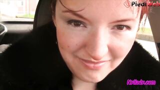 Nyllady's Revving in Black Ballet Flats and Nude Sheer Pantyhose