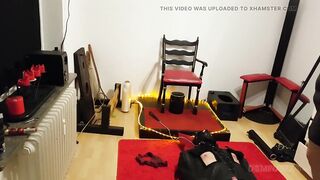 Busty Dominatrix Drenches Bound Slave in Sloppy Golden Shower