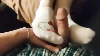 Sexy Pink Hello Kitty Sockjob & Sock Handjob