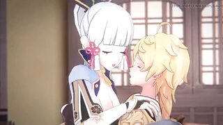 Genshin Impact - Ayaka and Aether Passionate Sex Scene - Sweet Moaning - 3D Hentai Animation