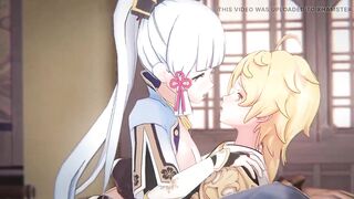 Genshin Impact - Ayaka and Aether Passionate Sex Scene - Sweet Moaning - 3D Hentai Animation