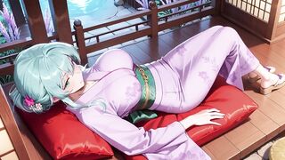 Purple Kimono Goddess! Can't Handle the Wetness Under the Red Torii Gate
