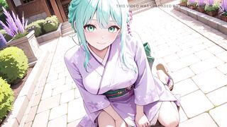 Purple Kimono Goddess! Can't Handle the Wetness Under the Red Torii Gate