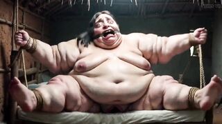 Desperate SSBBW in Rope Bondage - Dripping Fat Wide Pussy