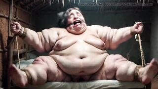 Desperate SSBBW in Rope Bondage - Dripping Fat Wide Pussy