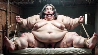 Desperate SSBBW in Rope Bondage - Dripping Fat Wide Pussy