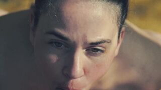 Creature sucks her Creator's cock in slow motion POV