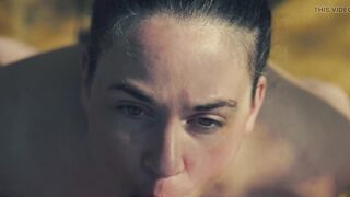 Creature sucks her Creator's cock in slow motion POV